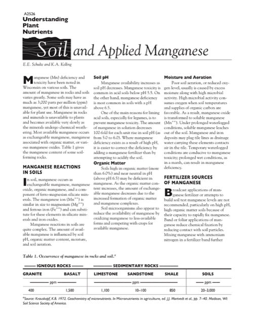 Understanding Plant Nutrients: Soil and Applied Manganese