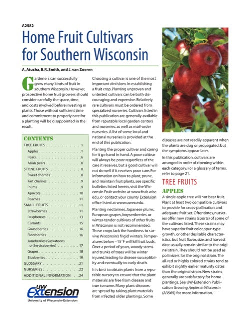 Home Fruit Cultivars for Southern Wisconsin