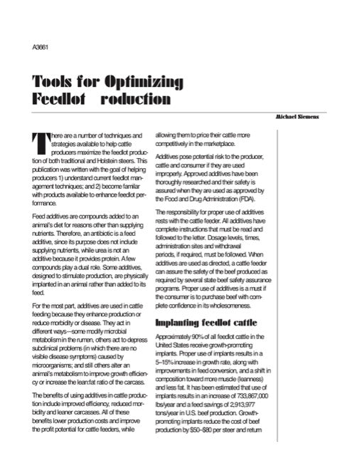 Tools for Optimizing Feedlot Production