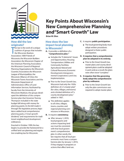 Key Points About Wisconsin's New Comprehensive Planning and Smart Growth Law
