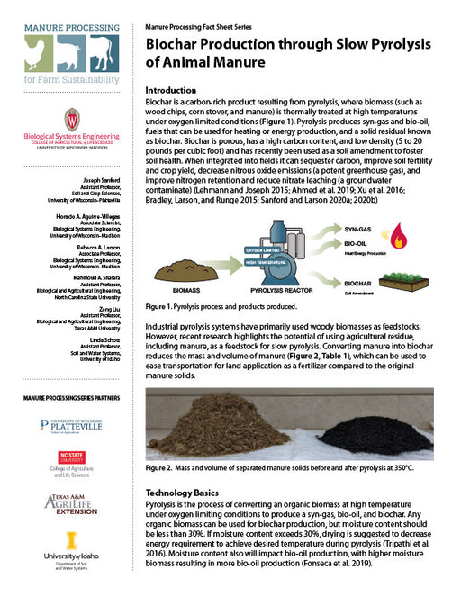 Biochar Production through Slow Pyrolysis of Animal Manure