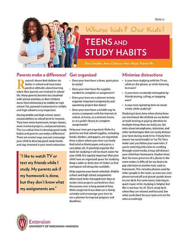 Whose Kids? Our Kids! Teens and Study Habits