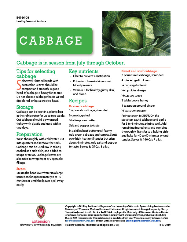Healthy Seasonal Produce: Cabbage