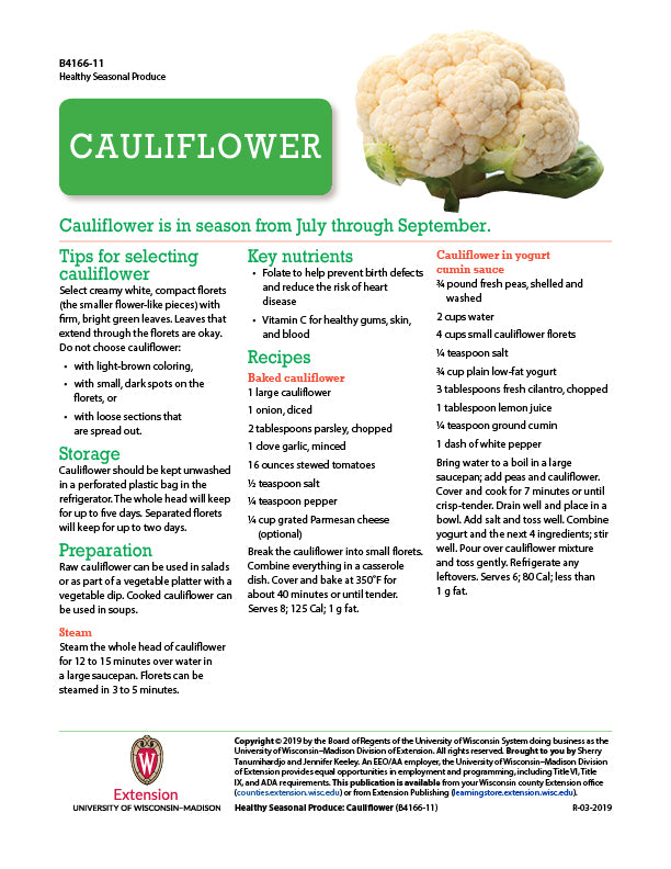 Healthy Seasonal Produce: Cauliflower