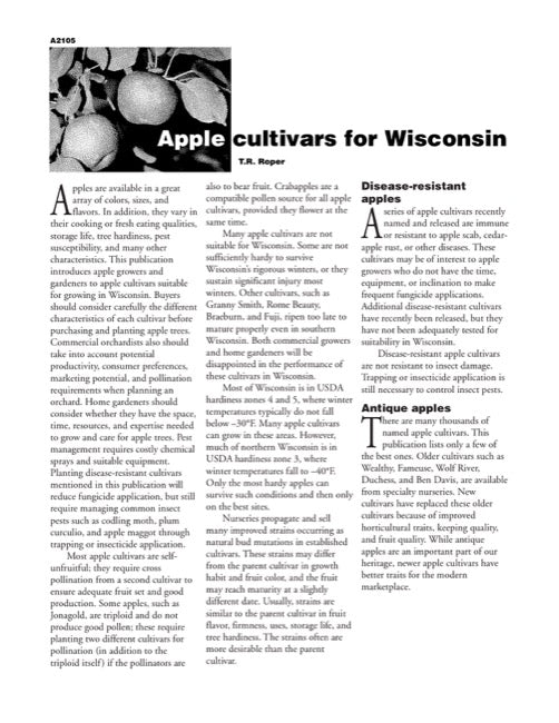 Apple Cultivars for Wisconsin