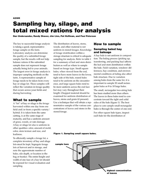 Total Mixed Ration Example Sampling Hay, Silage, and Total Mixed Rations for Analysis — The ...