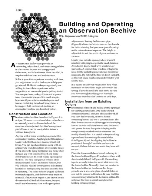 Building and Operating an Observation Beehive