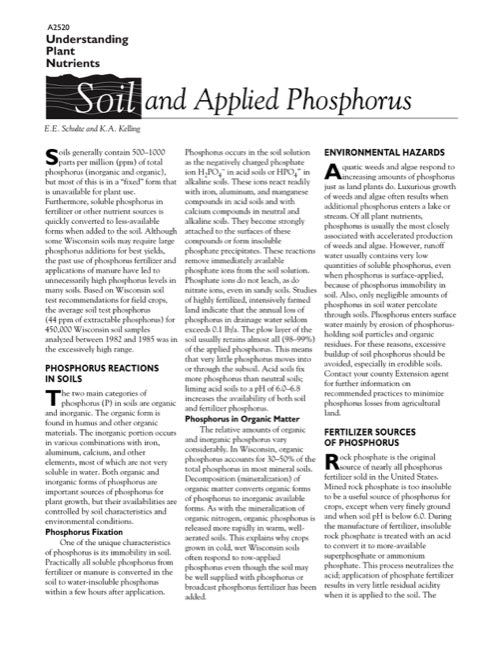 Understanding Plant Nutrients: Soil and Applied Phosphorus
