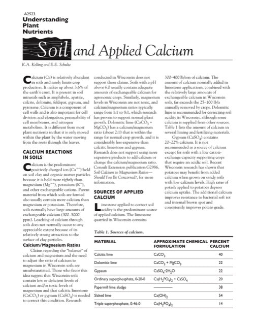 Understanding Plant Nutrients: Soil and Applied Calcium