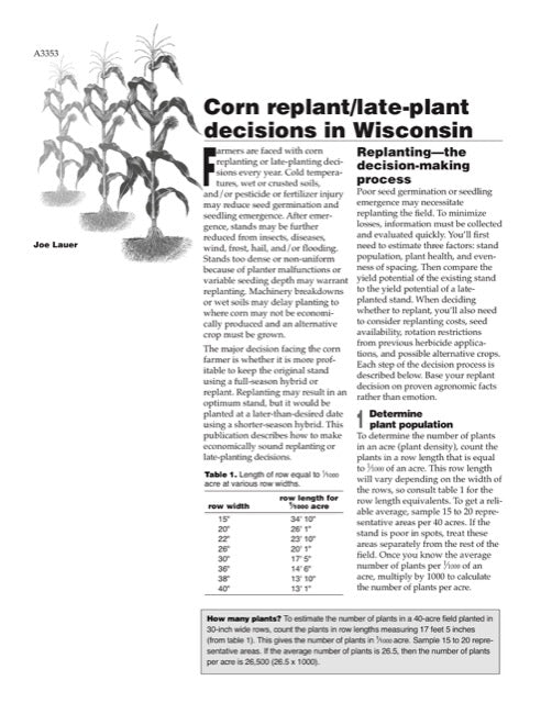 Corn Replant/Late-Plant Decisions in Wisconsin