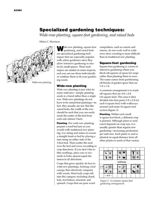 Specialized Gardening Techniques: Wide-Row Planting, Square-Foot Gardening and Raised Beds