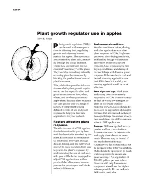 Plant Growth Regulator Use in Apples