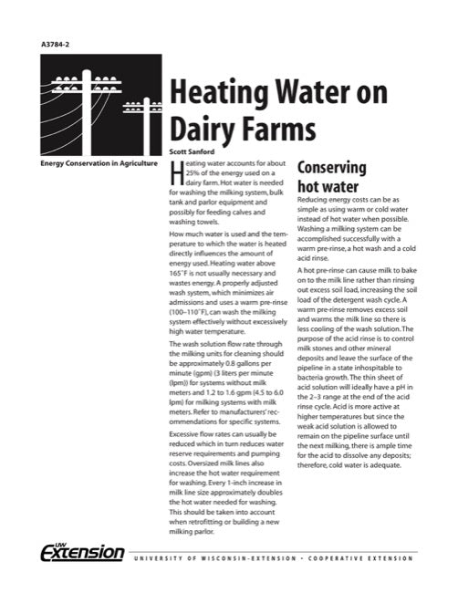 Heating Water on Dairy Farms