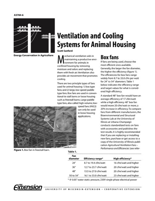 Ventilation and Cooling Systems for Animal Housing
