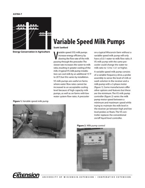 Variable Speed Milk Pumps — The Learning Store
