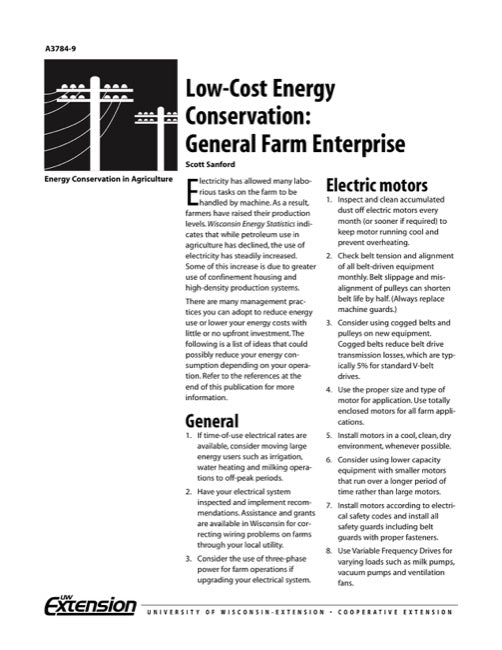 Low-Cost Energy Conservation: General Farm Enterprise