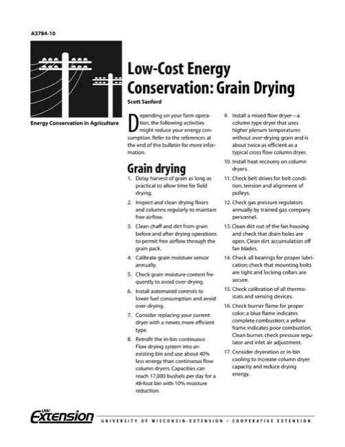 Low-Cost Energy Conservation: Grain Drying
