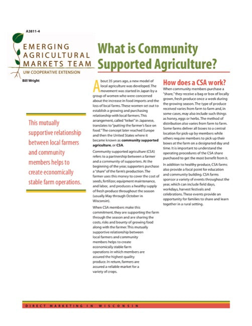 Direct Marketing: What is Community Supported Agriculture?