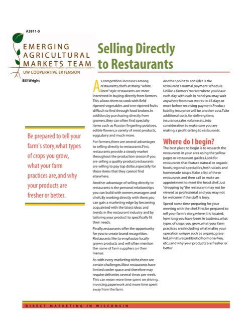 Direct Marketing: Selling Directly to Restaurants