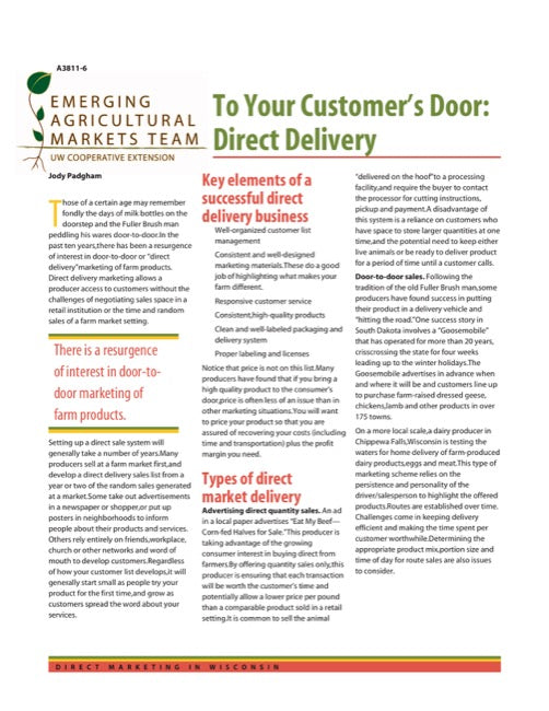 Direct Marketing: To Your Customer's Door: Direct Delivery