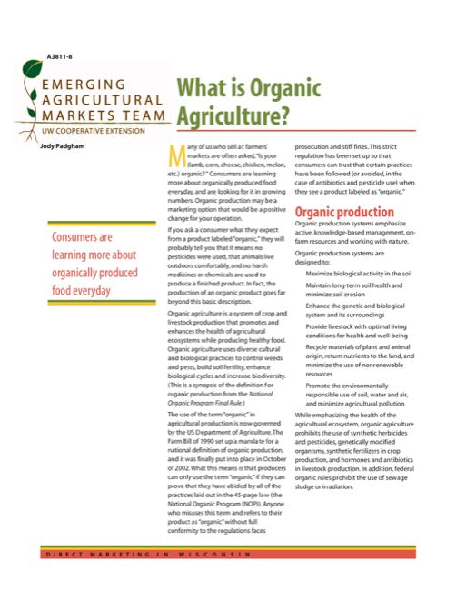 Direct Marketing: What is Organic Agriculture?