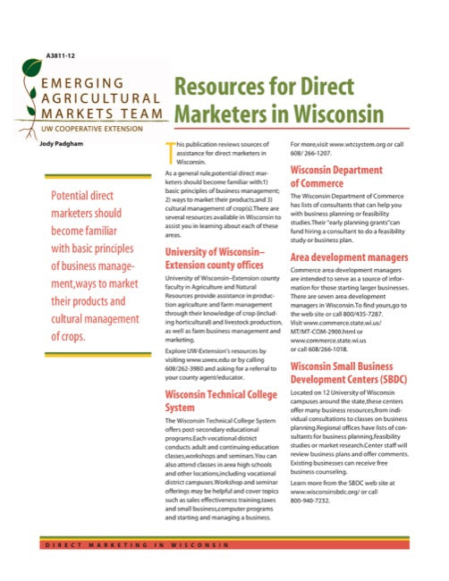 Direct Marketing: Resources for Direct Marketers in Wisconsin