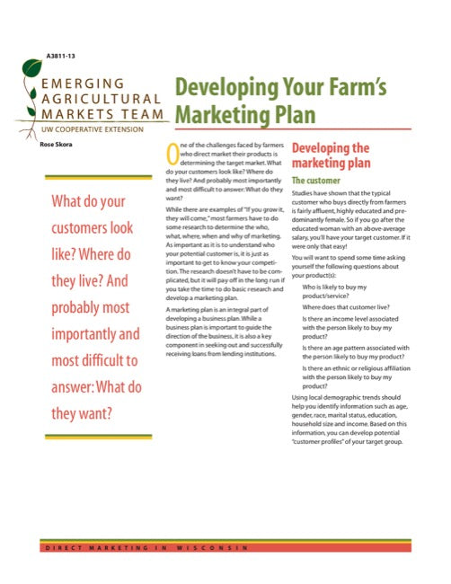 Developing Your Farm's Marketing Plan