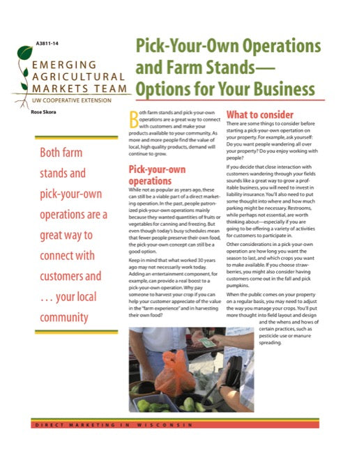 Direct Marketing: Pick-Your-Own Operations and Farm Stand Options for Your Business