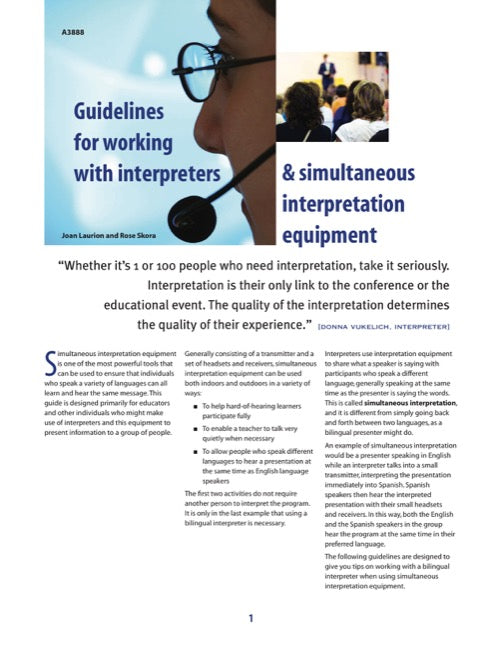 Guidelines for Working with Interpreters & Simultaneous Interpretation Equipment