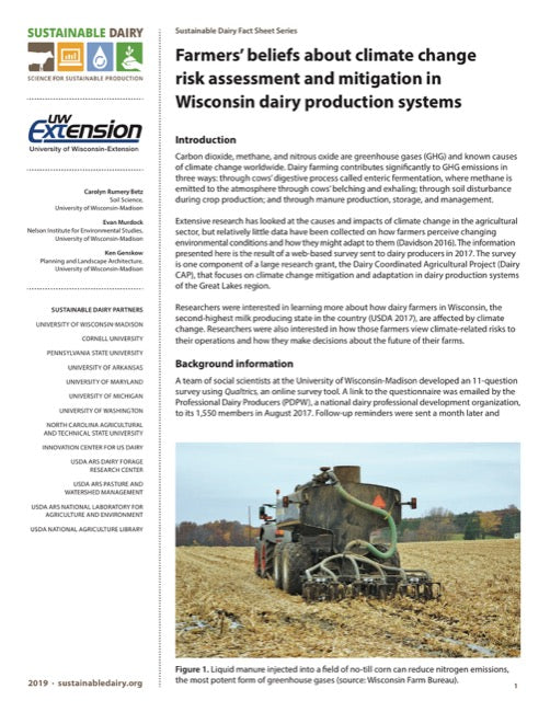 Farmers’ beliefs about climate change risk assessment and mitigation in Wisconsin dairy production systems
