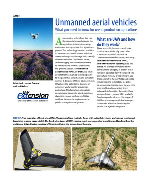 Unmanned Aerial Vehicles: What You Need to Know for Use in Production Agriculture