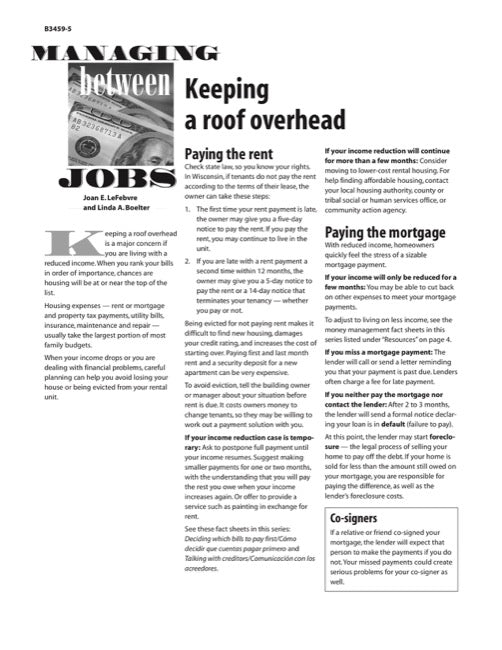 Managing Between Jobs: Keeping a Roof Overhead