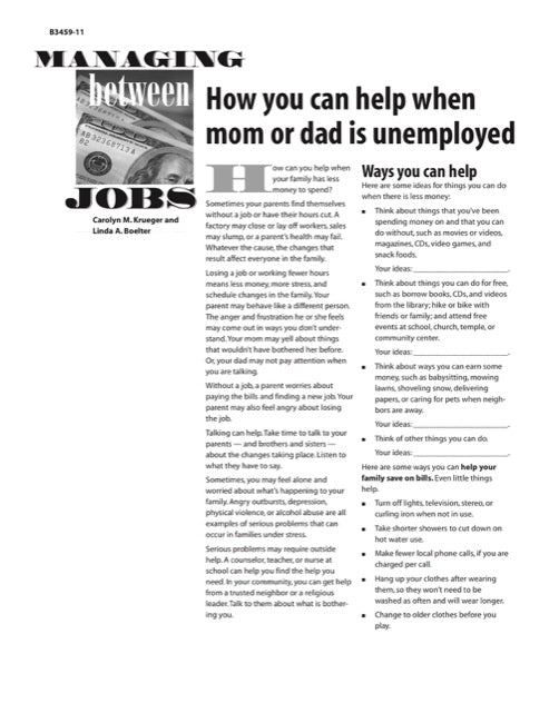 Managing Between Jobs: How You Can Help When Mom or Dad Is Unemployed