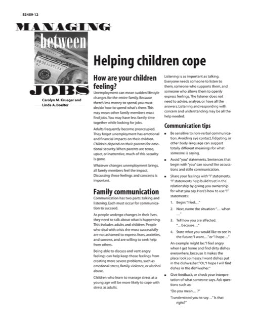 Managing Between Jobs: Helping Children Cope