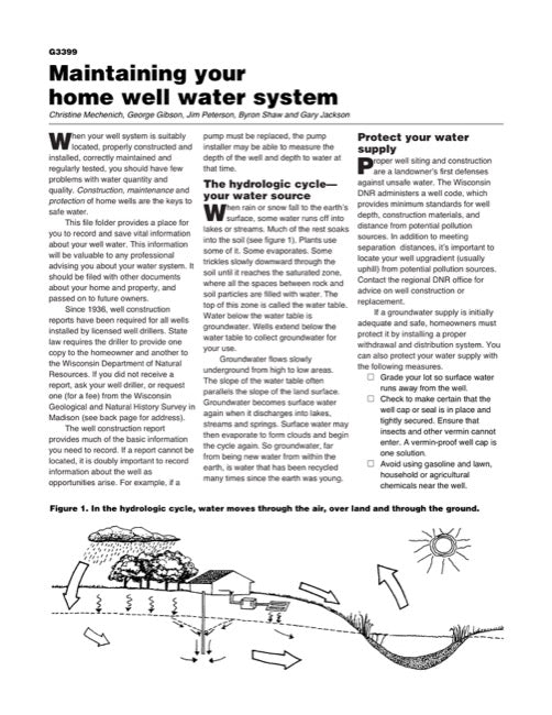 Maintaining Your Home Well Water System