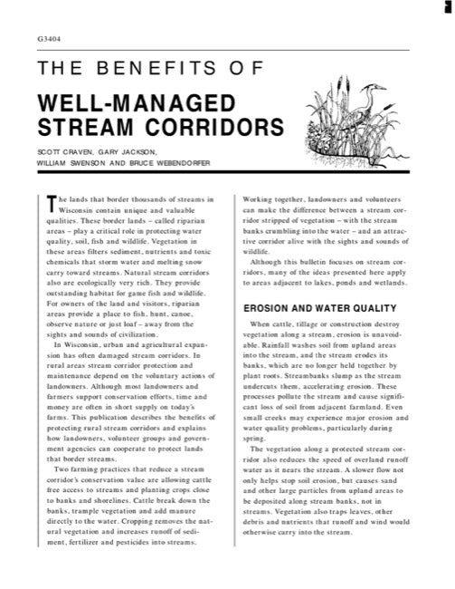 Benefits of Well-Managed Stream Corridors