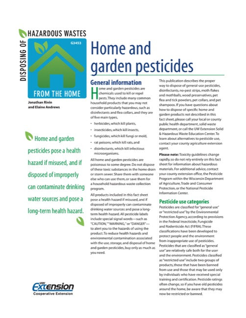Disposing of Hazardous Wastes from the Home: Home and Garden Pesticides