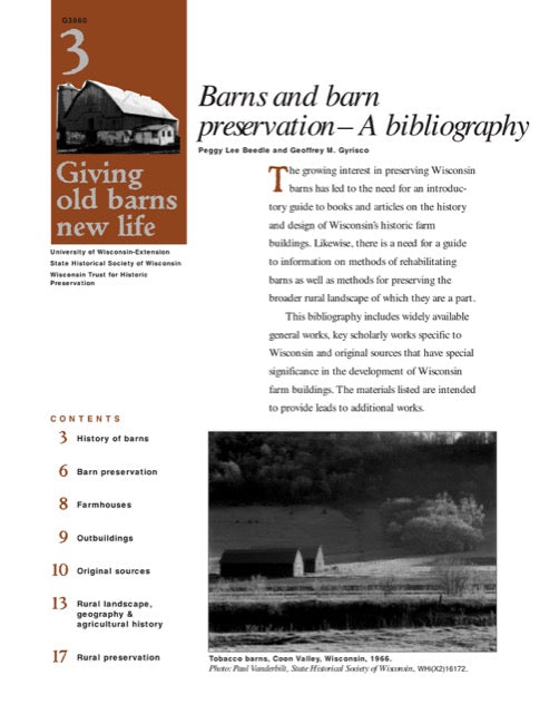Giving Old Barns New Life: Barns and Barn Preservation—A Bibliography