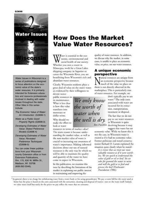 Water Issues in Wisconsin: How Does the Market Value Water Resources?