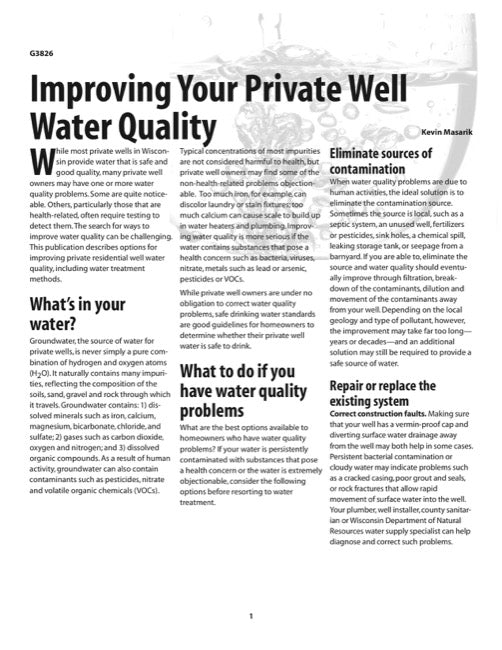 Improving Your Private Well Water Quality