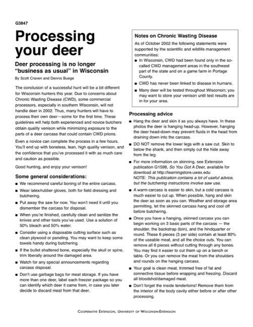 Processing Your Deer