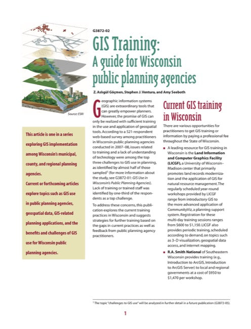 GIS Training: A Guide for Wisconsin Public Planning Agencies