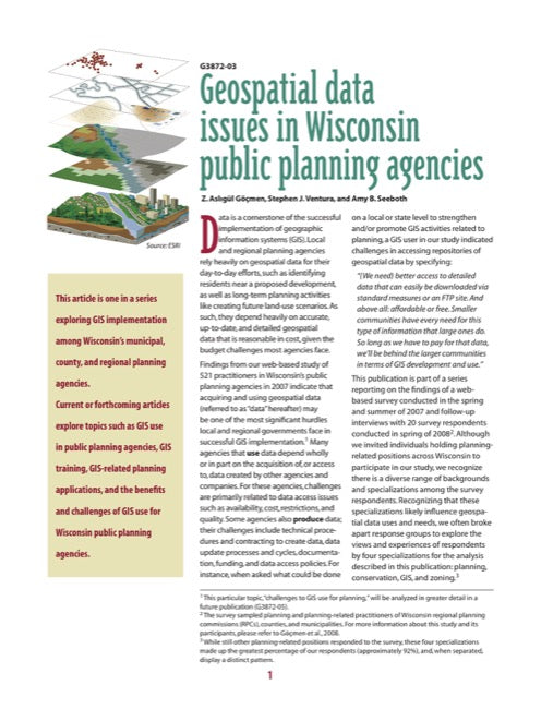 Geospatial Data Issues in Wisconsin Public Planning Agencies