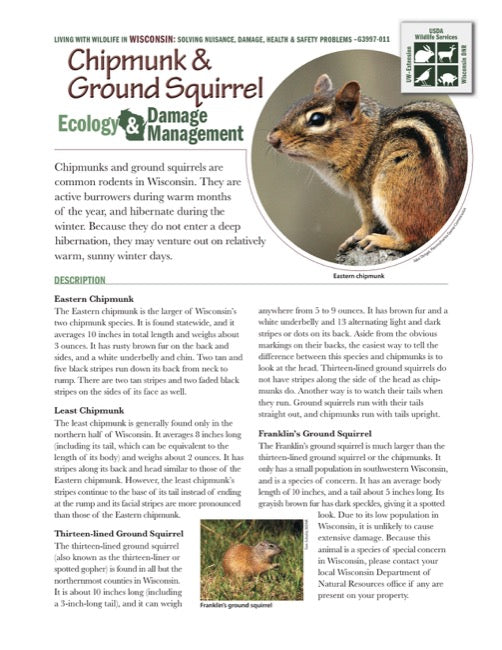 Chipmunk and Ground Squirrel Ecology and Damage Management