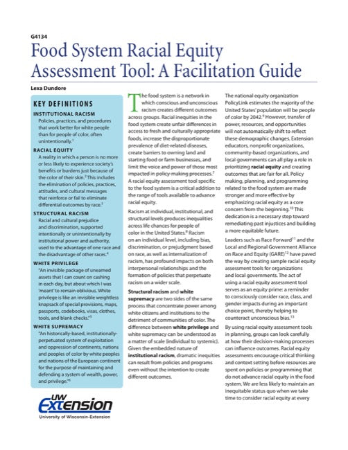 Food System Racial Equity Assessment Tool: A Facilitation Guide