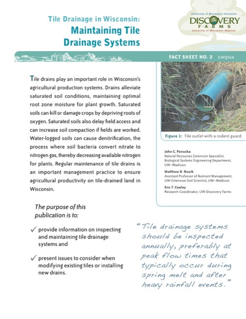 Tile Drainage in Wisconsin: Maintaining Tile Drainage Systems — The ...