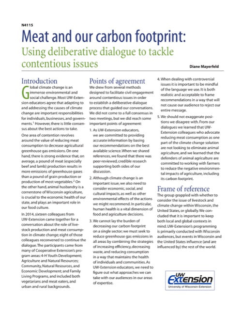 Meat and Our Carbon Footprint: Using Deliberative Dialogue to Tackle Contentious Issues